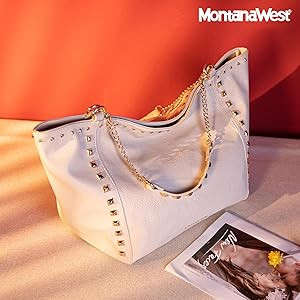 Montana West Hobo Bags for Women Large Tote Bag Shoulder Purses with Chain Handbags | Amazon (US)