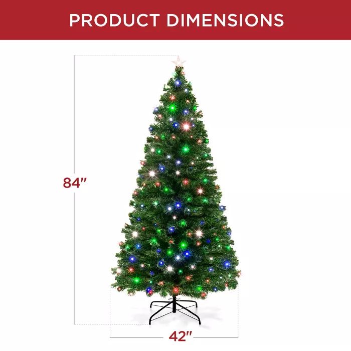 Best Choice Products 7ft Pre-Lit Fiber Optic Artificial Christmas Pine Tree w/ 280 Lights, 8 Sequ... | Target