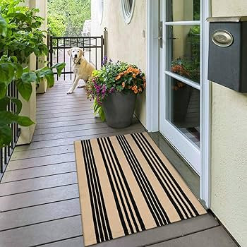 OJIA Front Door Mat 24"x51" Striped Cotton Kitchen Bathroom Farmhouse | Amazon (US)