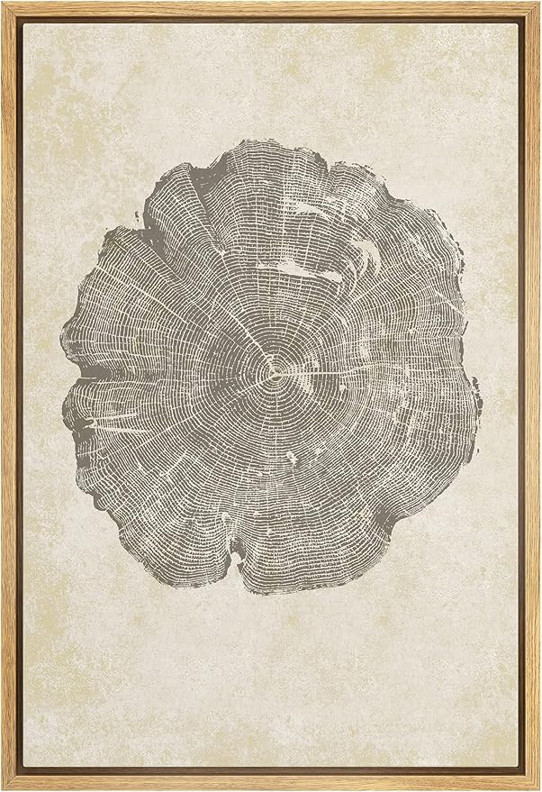IDEA4WALL Framed Canvas Print Wall Art Tan Black Grunge Forest Wood Tree Rings Nature Wilderness ... | Amazon (US)