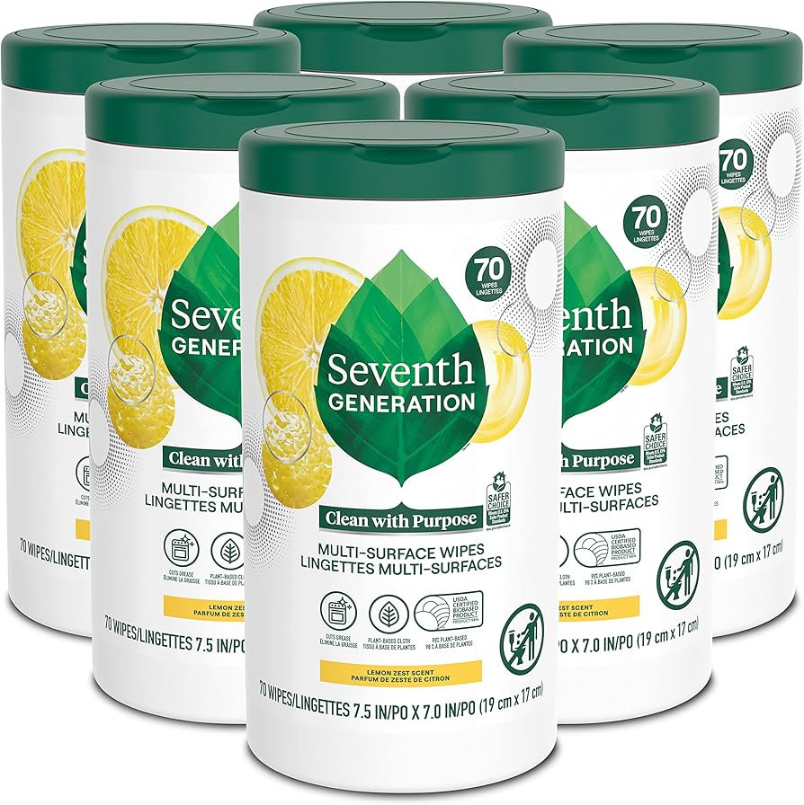 Seventh Generation Multi Surface Wipes, 70 count, Pack of 6 | Amazon (US)