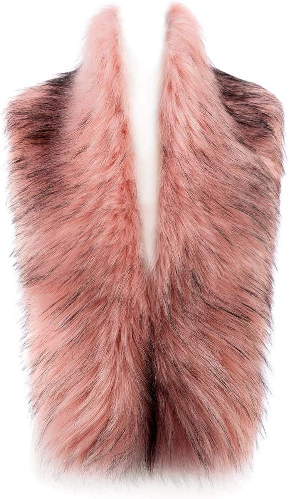Changuan Faux Fur Scarf Collar Womens Winter Neck Warmer Faux Fur Shawl Wrap Shrug | Amazon (US)