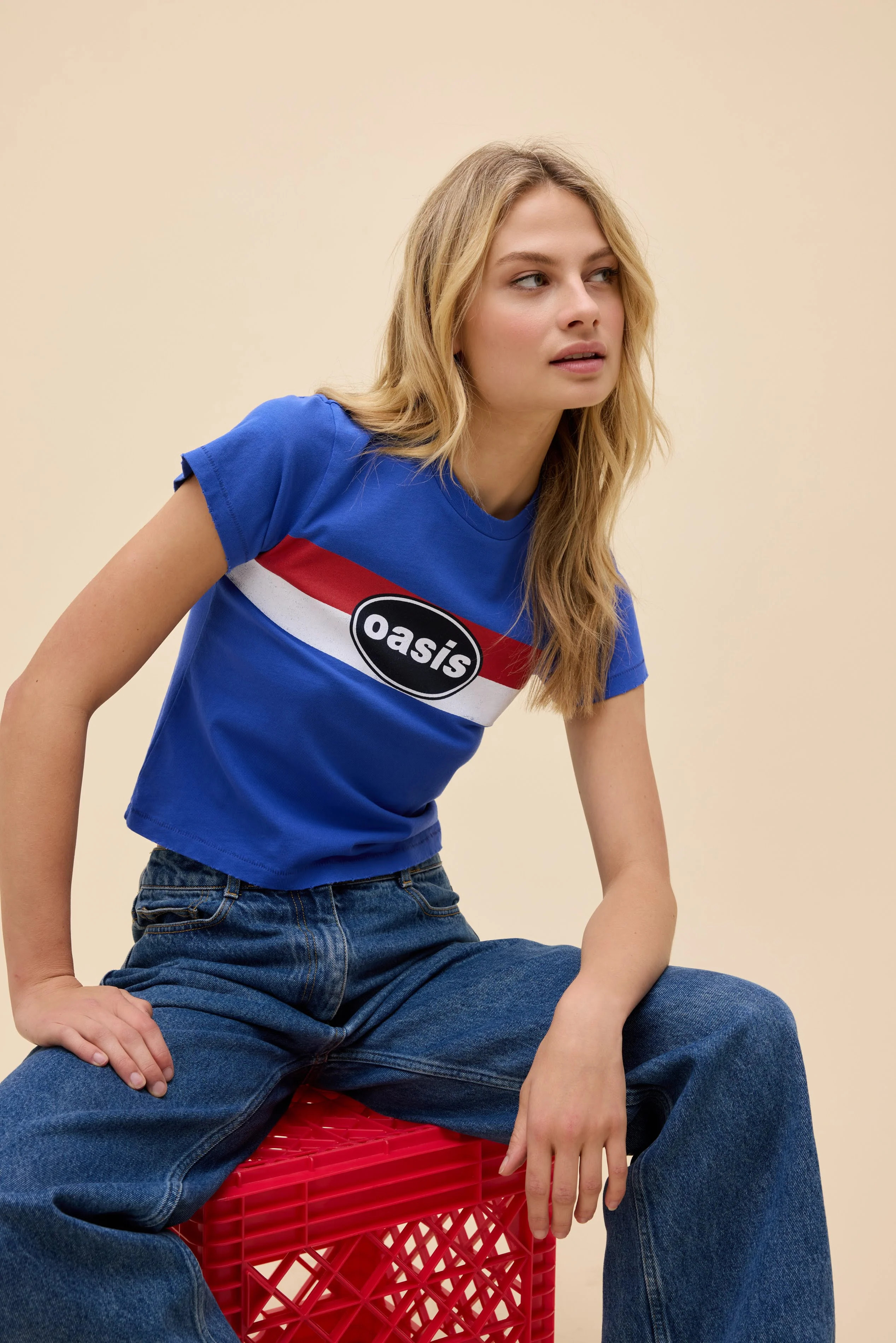 Oasis Stripe Logo Vintage Tee | Daydreamer