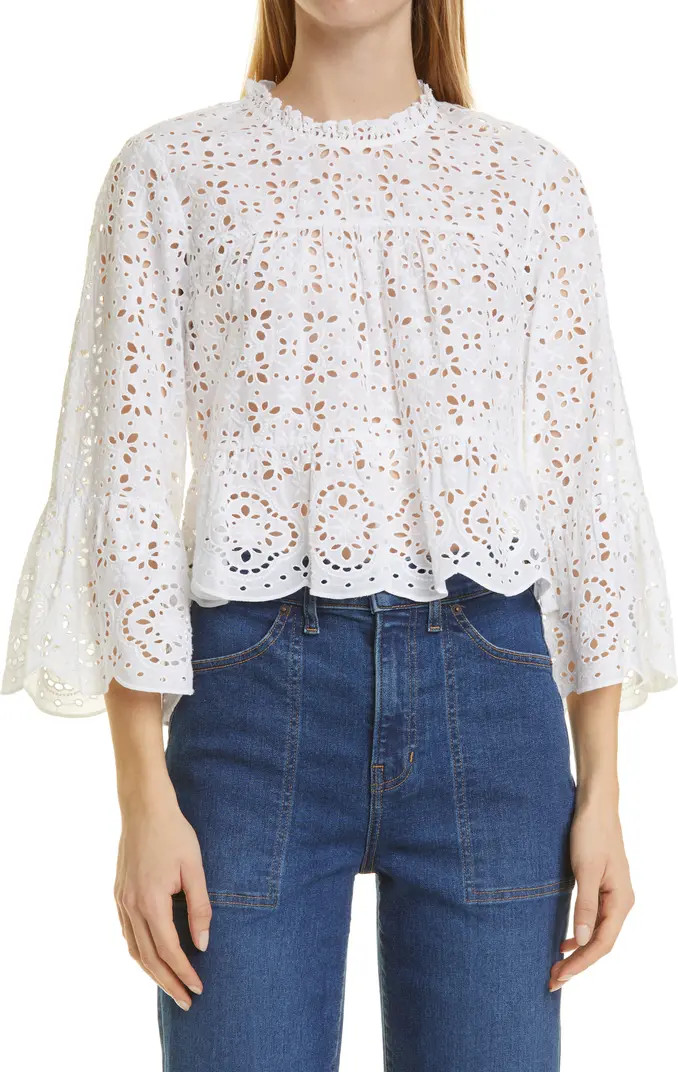 Veronica Beard Emmalyn Eyelet Cotton Blouse | Nordstrom | Nordstrom