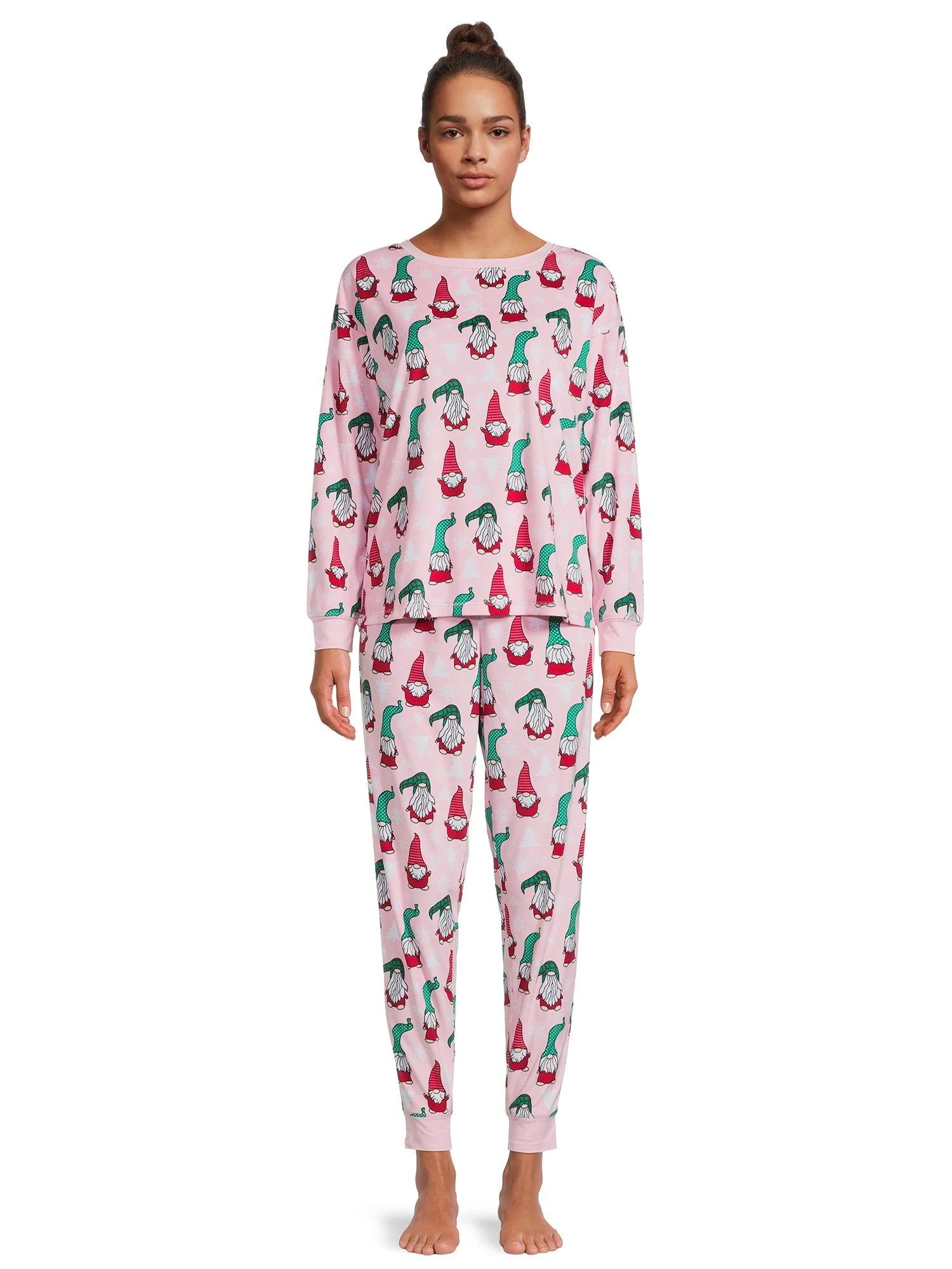 Holiday Time Women's Velour Gnome Print Top and Pants Pajama Set, 2-Piece, Sizes S-3X | Walmart (US)