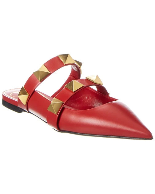 Valentino Roman Stud Leather Flat | Shop Simon