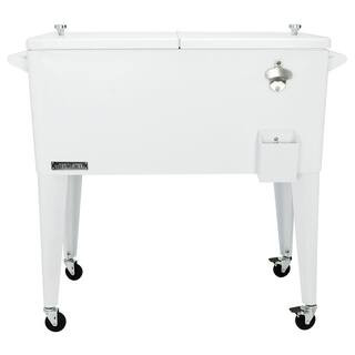 PERMASTEEL 80 qt. White Classic Outdoor Rolling Patio Cooler with Wheels and Handles PS-203 White... | The Home Depot
