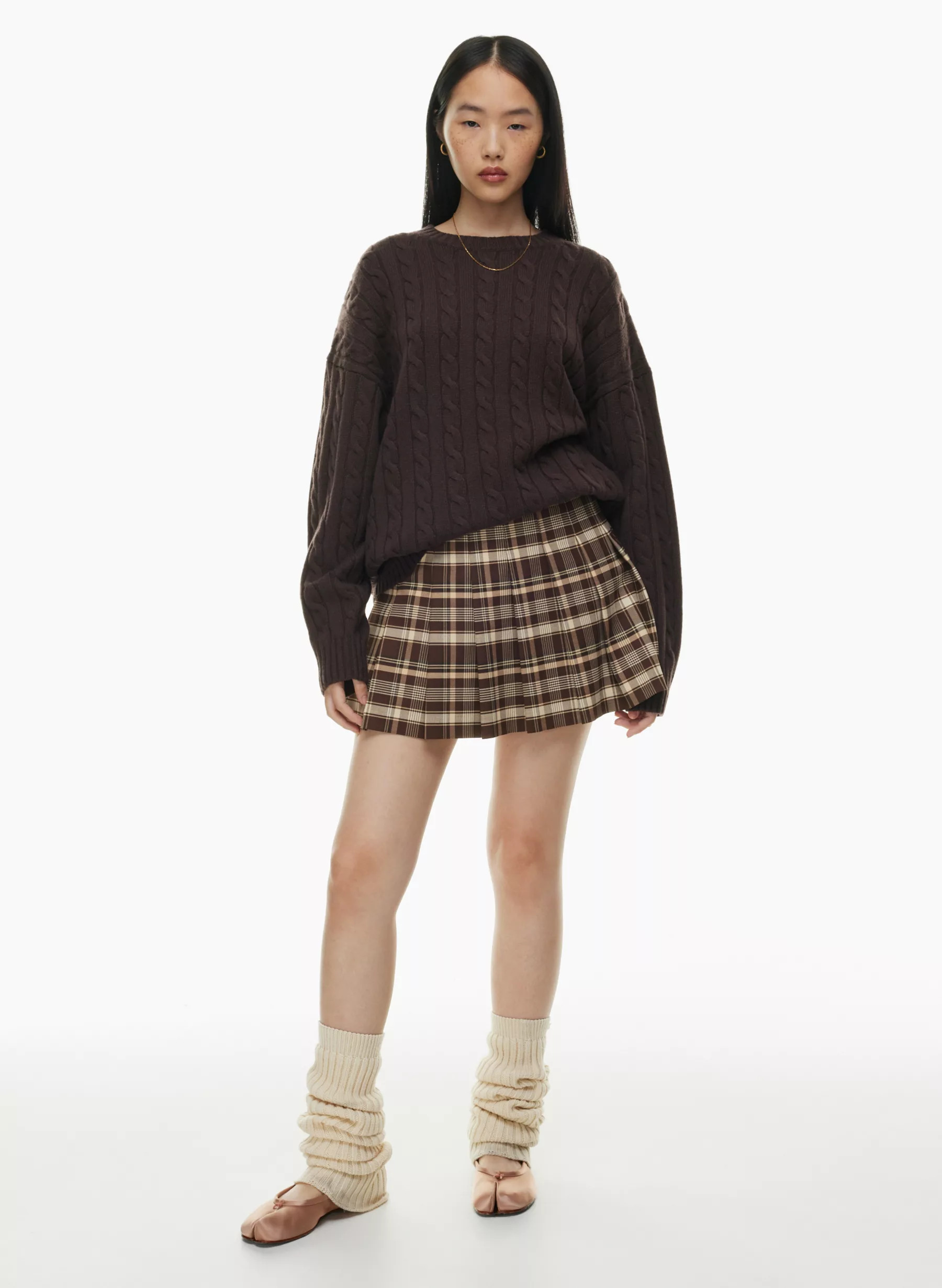 OLIVE MICRO PLEATED SKIRT | Aritzia