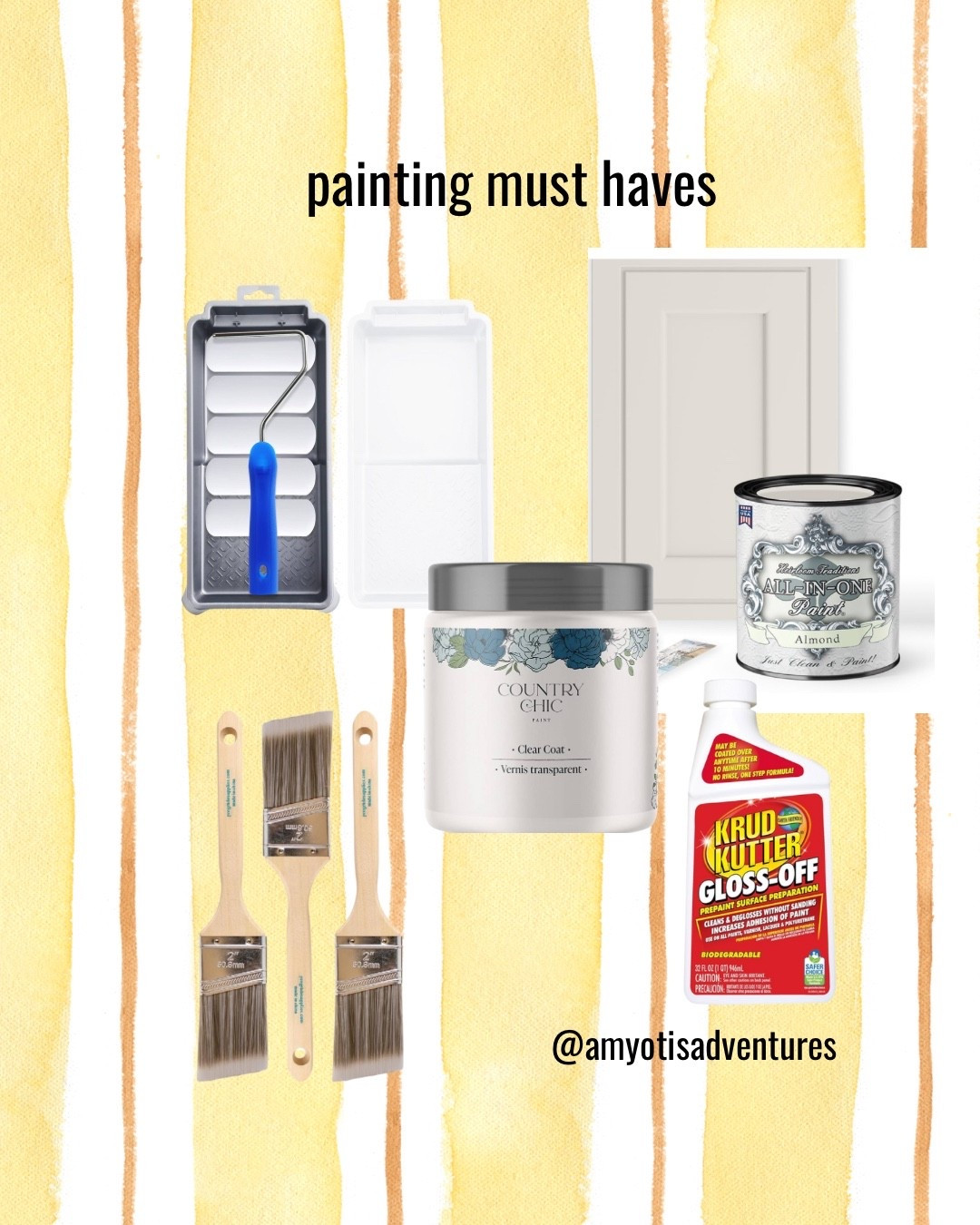 Painting must haves for your next painting project! Start with the krud butter and clean everything, then use a brush to paint a coat or two, then use a roller to finish and seal it with this amazing sealer! 
Paint/ furniture paint/ paint roller/ diy project

#LTKSaleAlert #LTKHome #LTKFindsUnder50