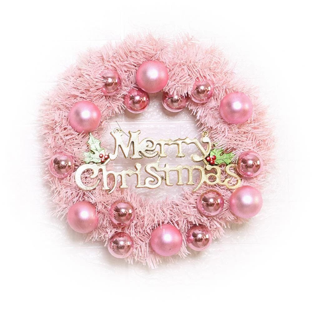 Pink Christmas Wreath, Christmas Garland Holiday Wreath with Merry Christmas Sign, Berries and Ba... | Walmart (US)