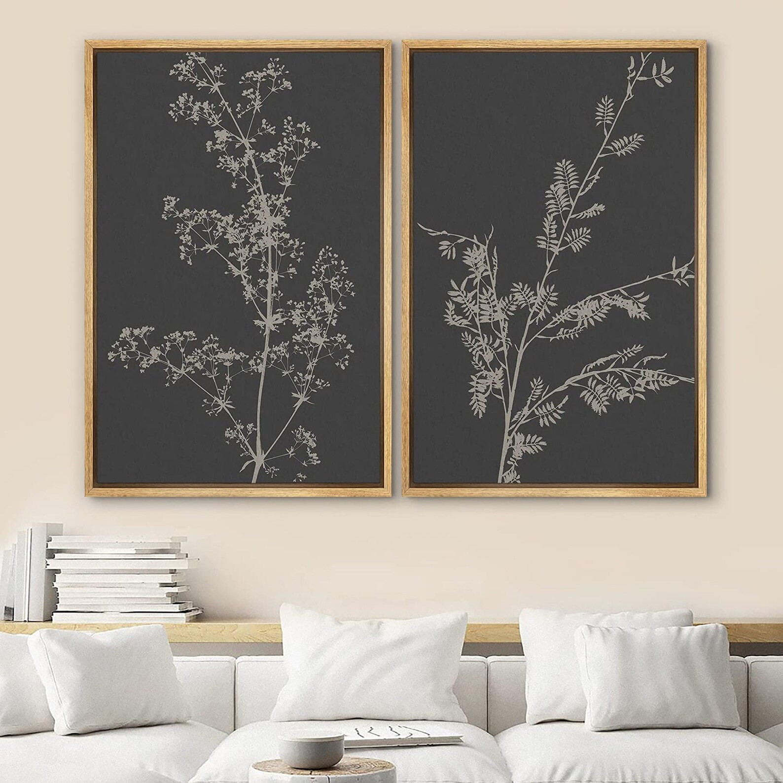 DustinWay Framed Canvas Print Wall Art Set of 2 Wildflower Botanical Illustrations Minimalist Art... | Etsy (US)