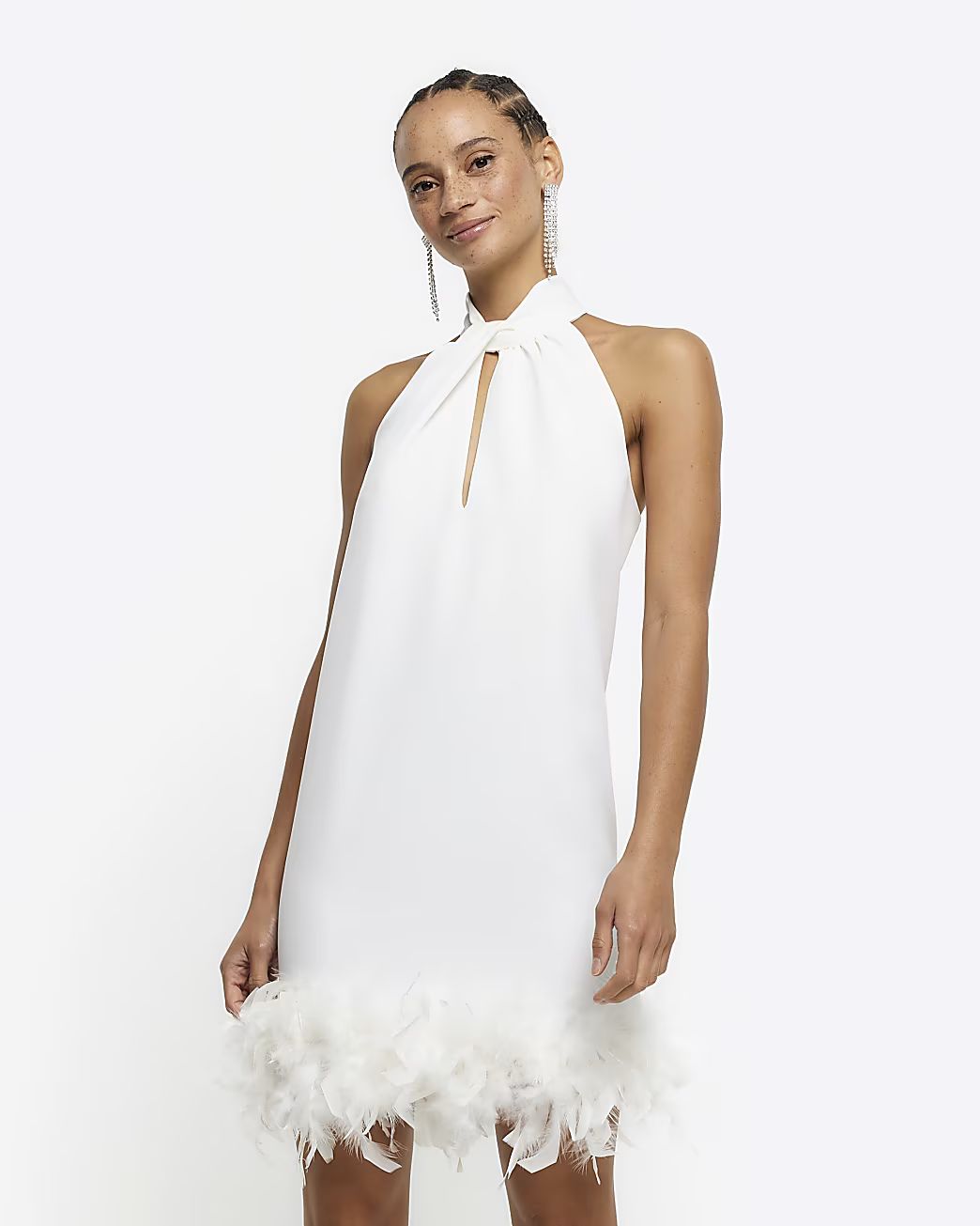 White feather hem shift mini dress | River Island (UK & IE)