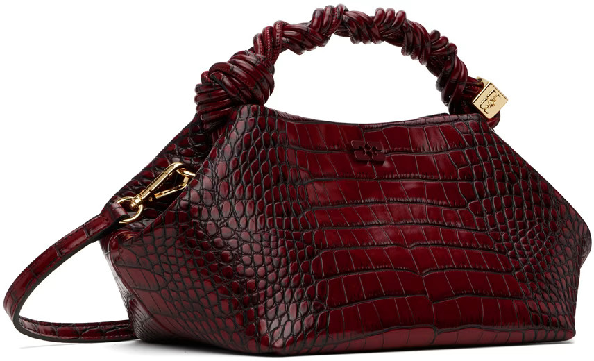 SSENSE Exclusive Burgundy Croc Patent Small Bou Bag | SSENSE