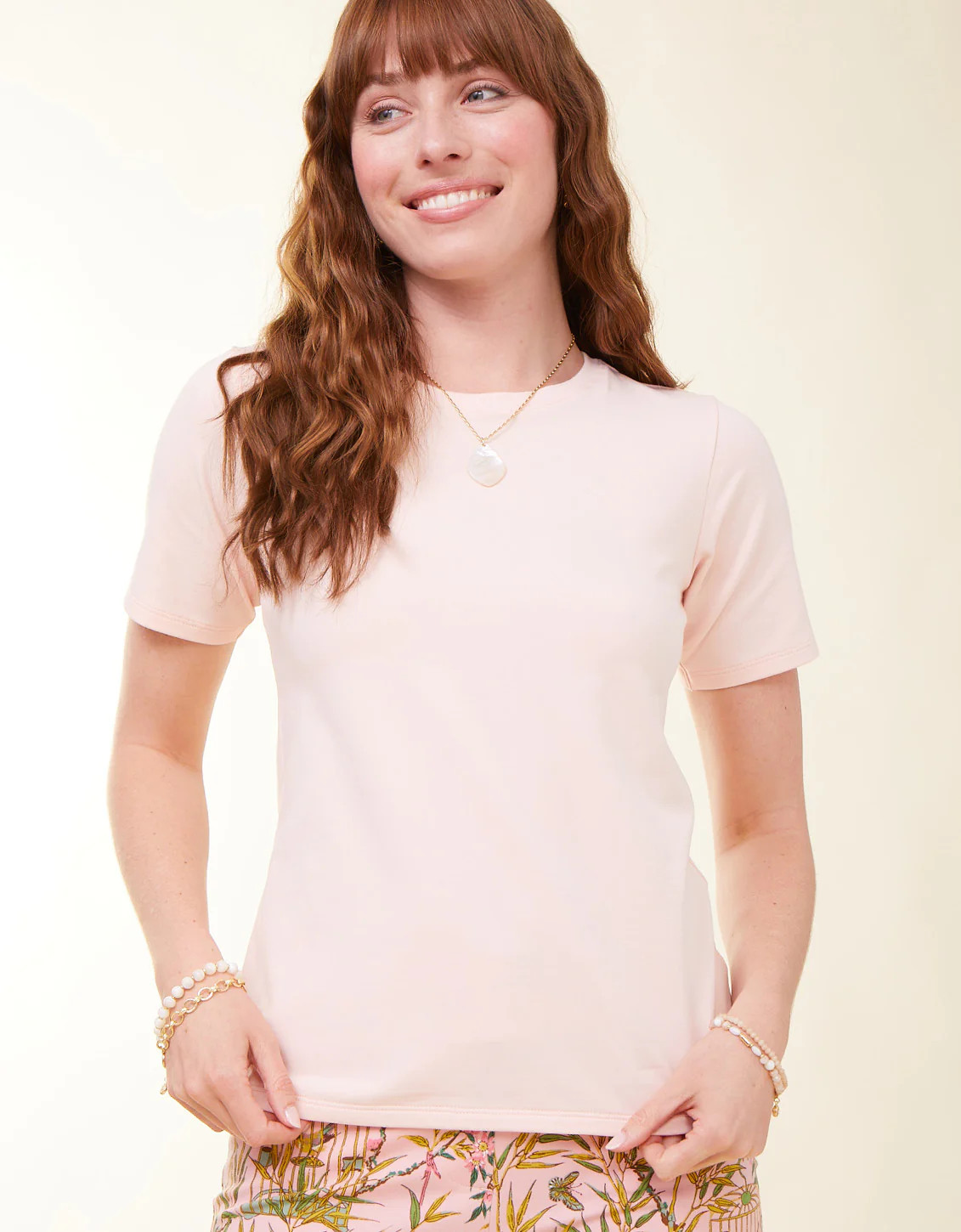 Heyward Jersey Tee Pale Rose | Spartina 449