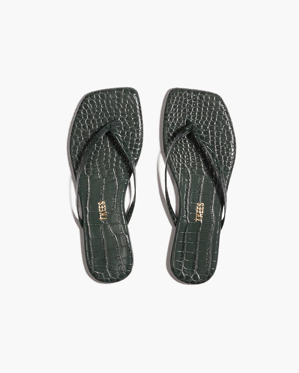 Square Toe Lily Croc in Emerald | Women's Flip-Flops | TKEES | TKEES