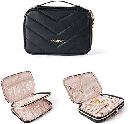 BAGSMART Travel Jewelry Organizer Case Portable Double Layer PU Leather Jewelry Organizer Roll fo... | Amazon (US)