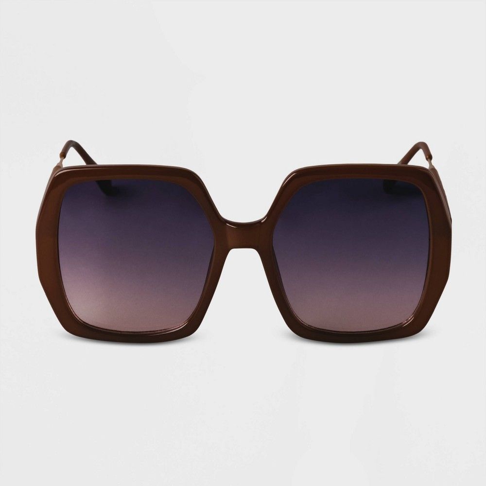Women's Oversized Square Sunglasses - A New Day Brown | Target