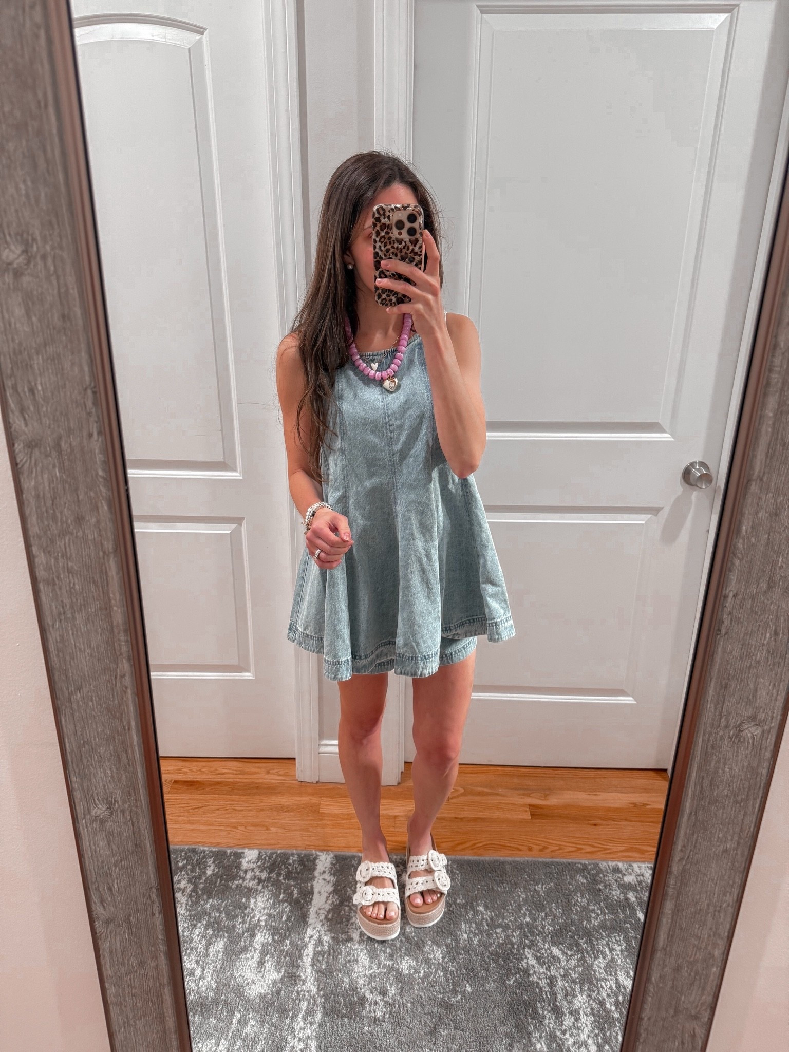 Denim set ; mom outfit ; mom ootd ; mom uniform ; summer outfit ; free people set ; denim outfit ; country concert outfit ; trending necklace ; viral necklace ; denim swing top

#LTKootd #LTKmomlife #LTKPetite