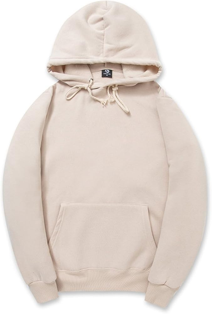 CORIRESHA Simple Style Soft Cotton Plain Color Hoodie Long Sleeve Drawstring Hooded Sweatshirt | Amazon (US)