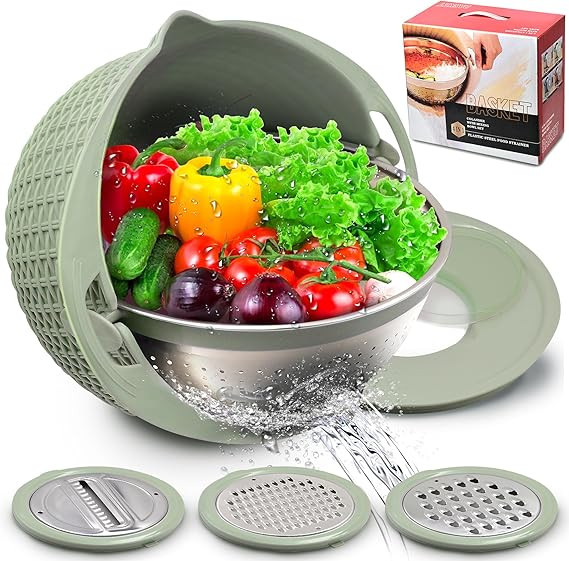 4-1 Colander with Mixing Bowl Set, 2024 New Food Strainers and Colanders Set for Kitchen, Pasta R... | Amazon (US)