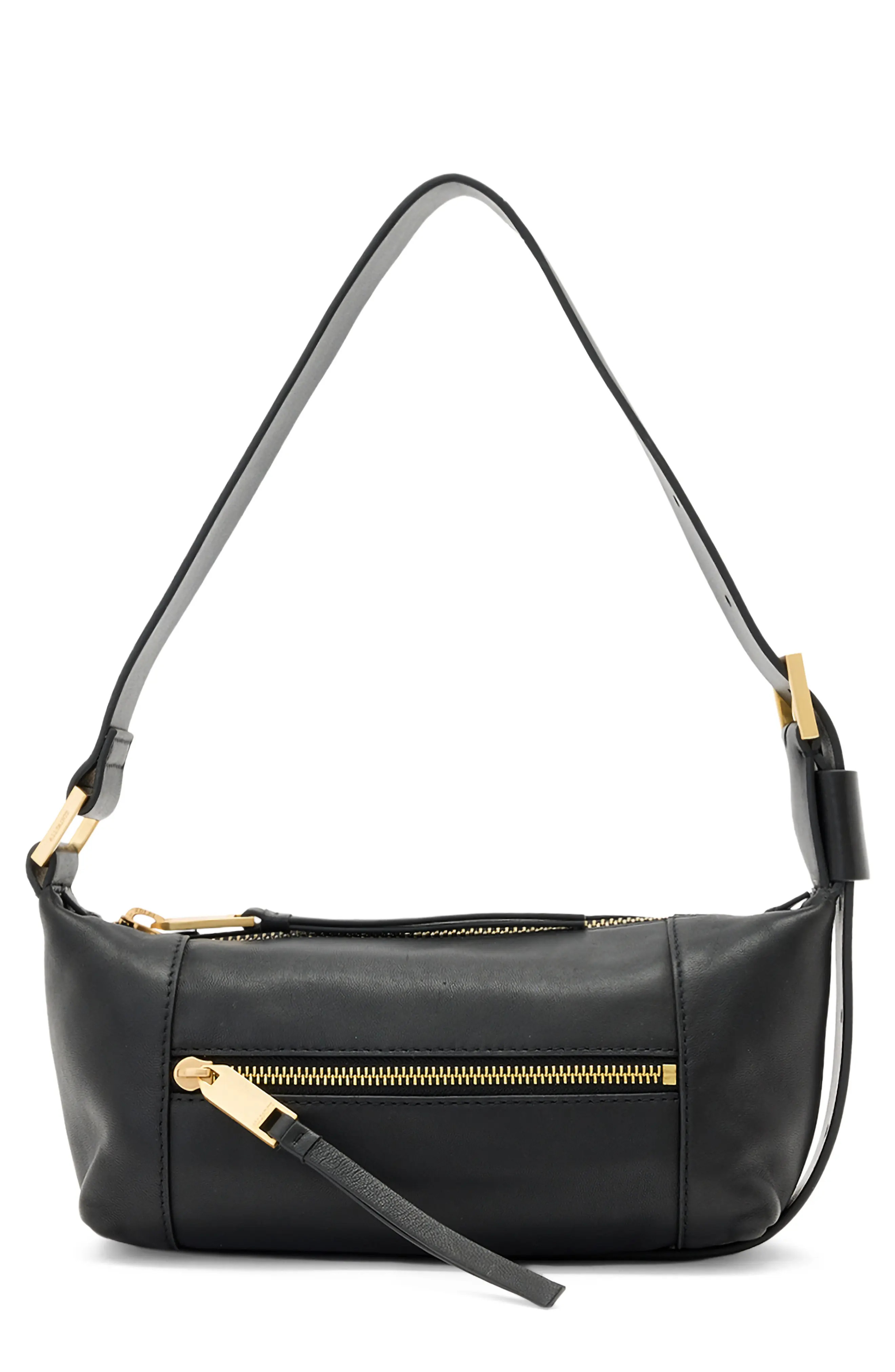 AllSaints Mini Vega Leather Shoulder Bag in Dark Red at Nordstrom | Nordstrom
