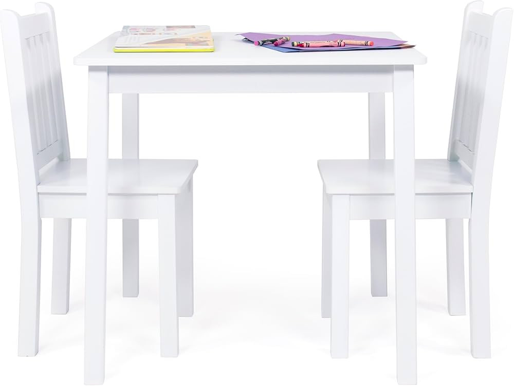 Humble Crew Kids Wooden Table and 2 Chairs Set, White - Square Kids Table and Chair Set for Toddl... | Amazon (US)