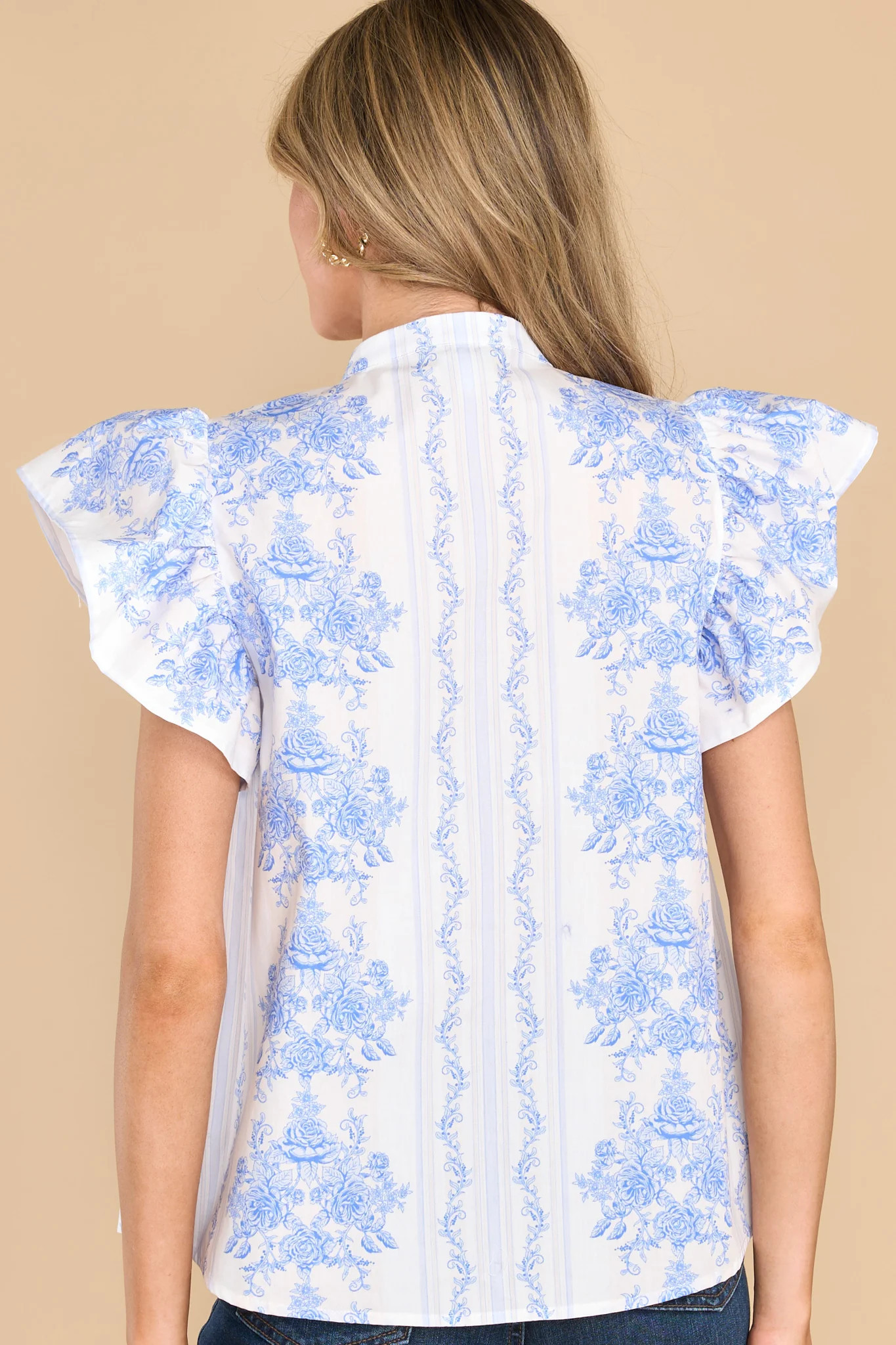Springtime Days Blue Toile Top | Red Dress 
