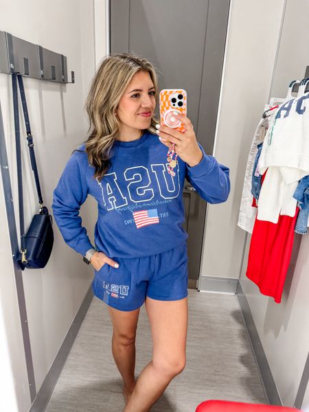 Target try on! Size 8 target finds! 
USA sweatshirt and shorts. In a size medium. TTS.

Memorial Day, USA, red white and blue, 4th of July, July 4th, Independence Day, American, Americana 
@targetstyle @target #targetstyle #targetfashion #targetfinds #target 

#LTKFindsUnder50 #LTKMidsize