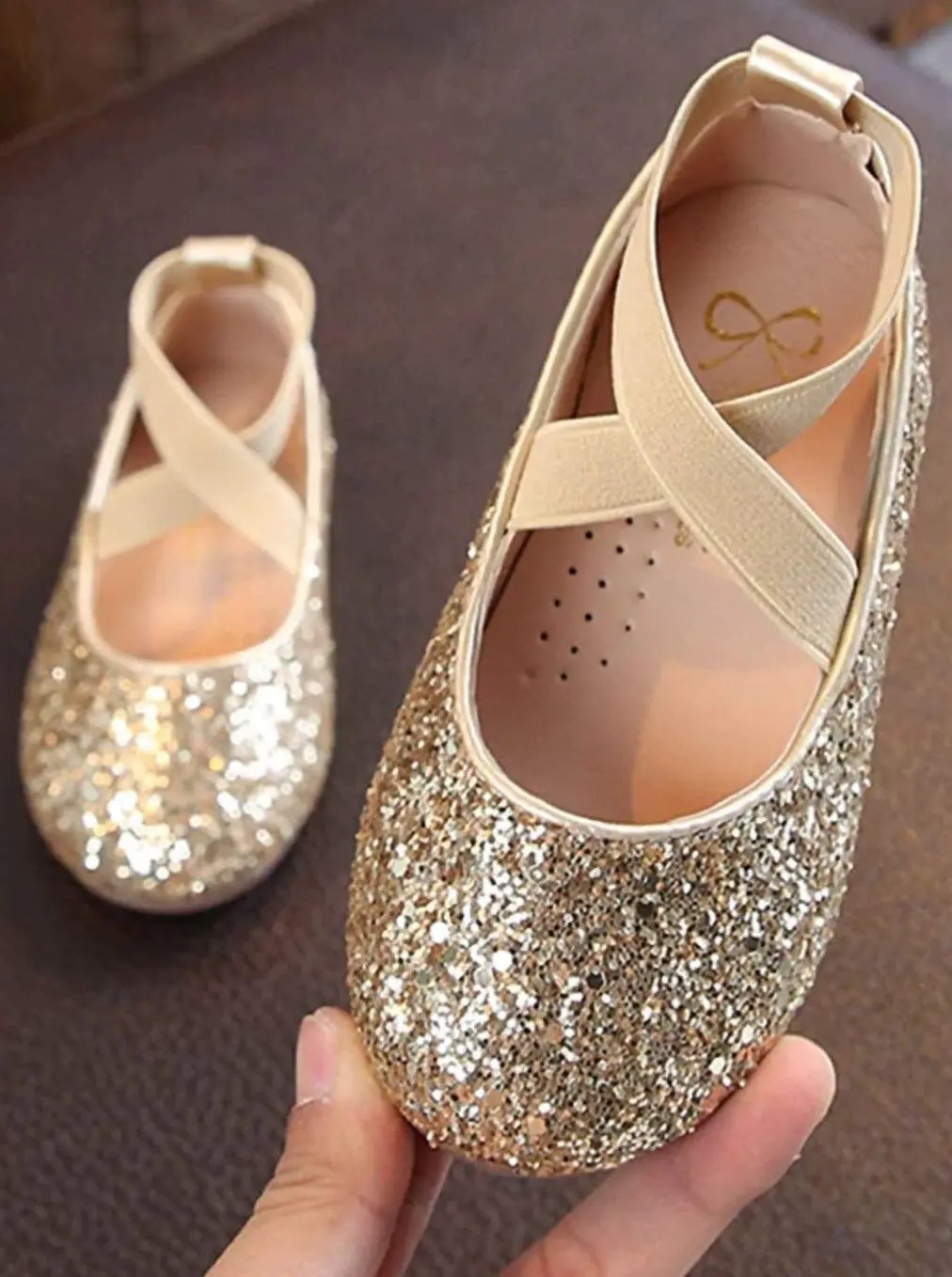 Sparkly Golden Glitter Ballet Flats By Liv and Mia | Mia Belle Girls