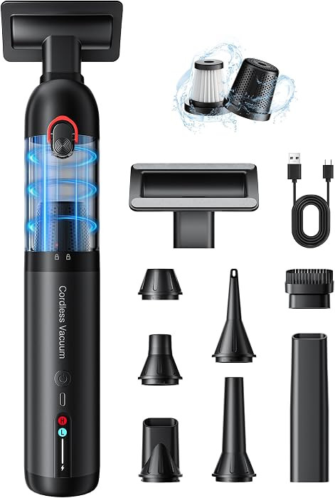 Cordless Car Vacuum XJ02, 21KPa Portable Handheld Car Vacuum Cleaner, Pre-Filter & HEPA Filter Sy... | Amazon (US)