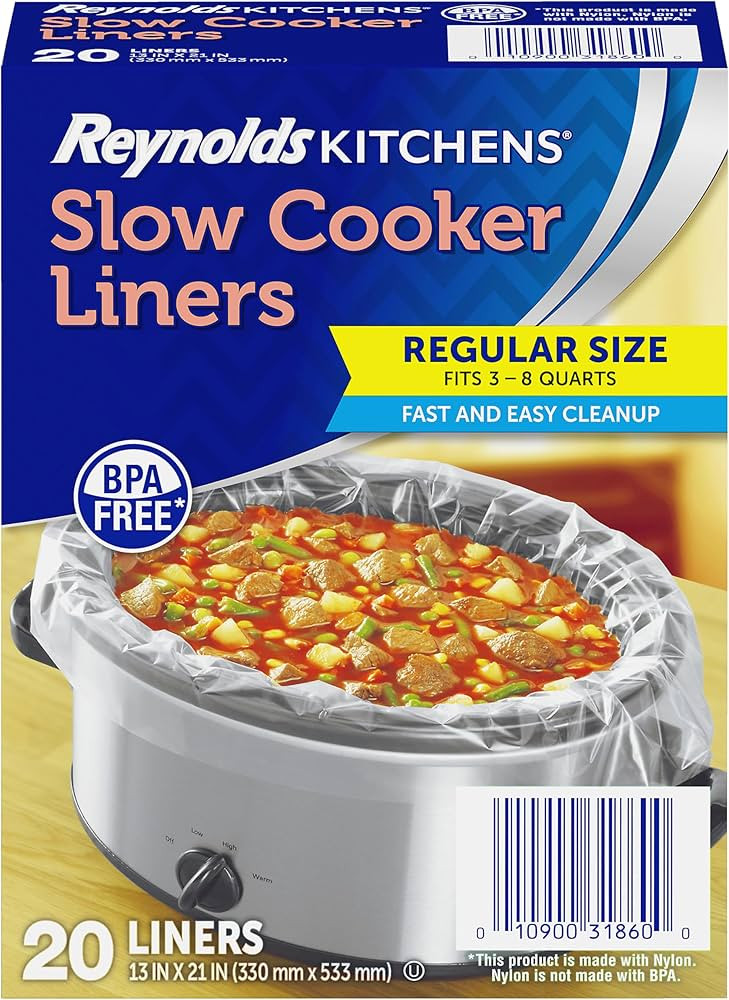 Reynolds Kitchens Slow Cooker Liners, Regular (Fits 3-8 Quarts), 20 Count | Amazon (US)