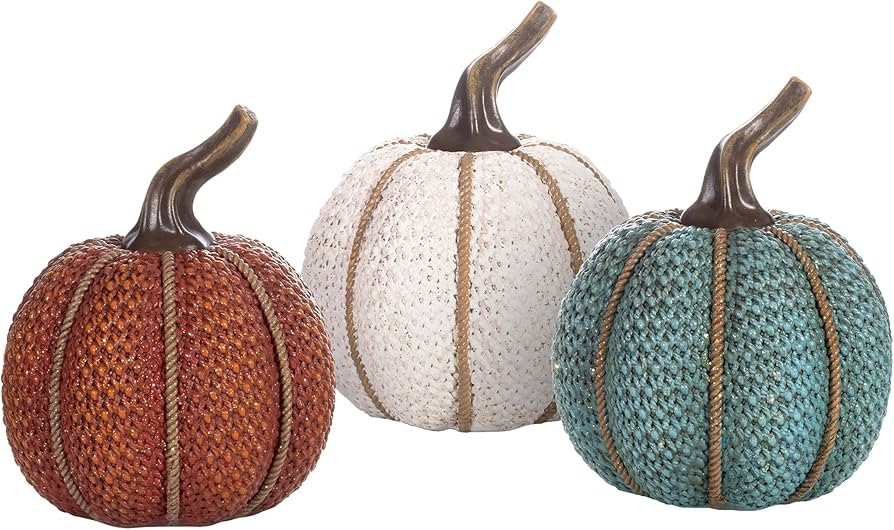 Valery Madelyn Pumpkins Fall Decor for Home, Set of 3 Decorative Pumpkins Wickerwork Resin Figuri... | Amazon (US)