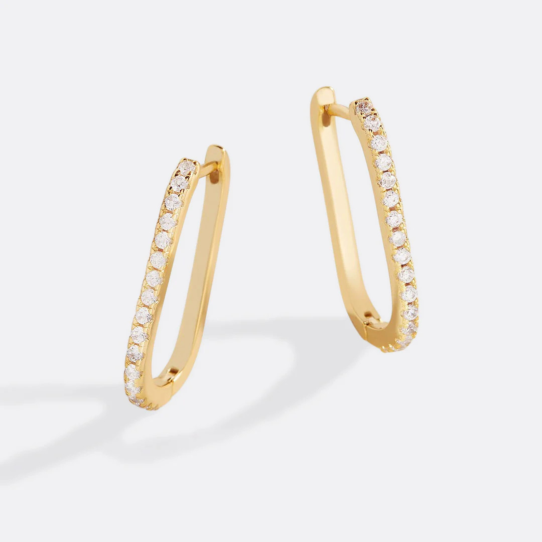 Square Pave Hoop Earrings | Mint & Lily
