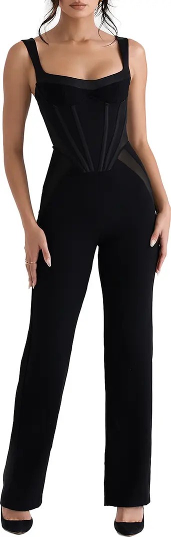 Corset Mesh Panel Jumpsuit | Nordstrom