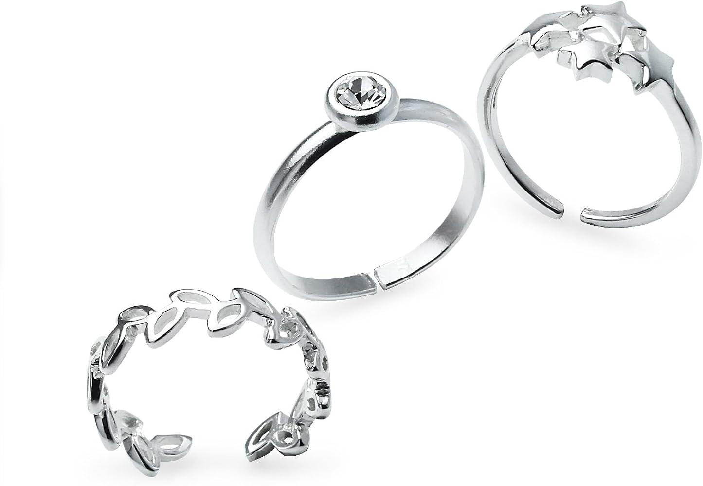 SILVERLINE JEWELRY Sterling Silver Toe Rings, 3 Pcs Adjustable Open Toe Rings Set | Amazon (US)