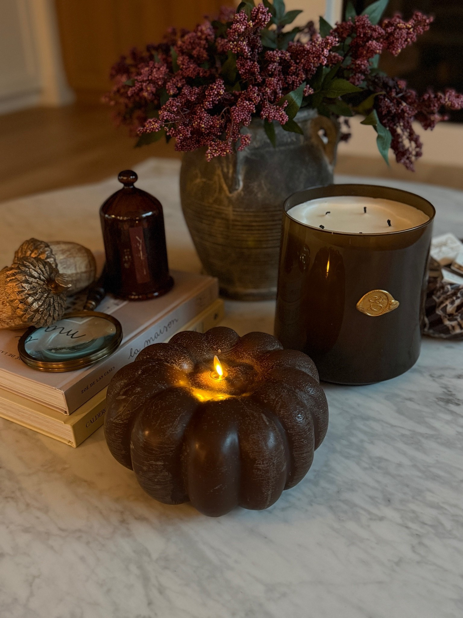Brown flickering pumpkin candle 🕯️

#LTKHome #LTKSeasonal