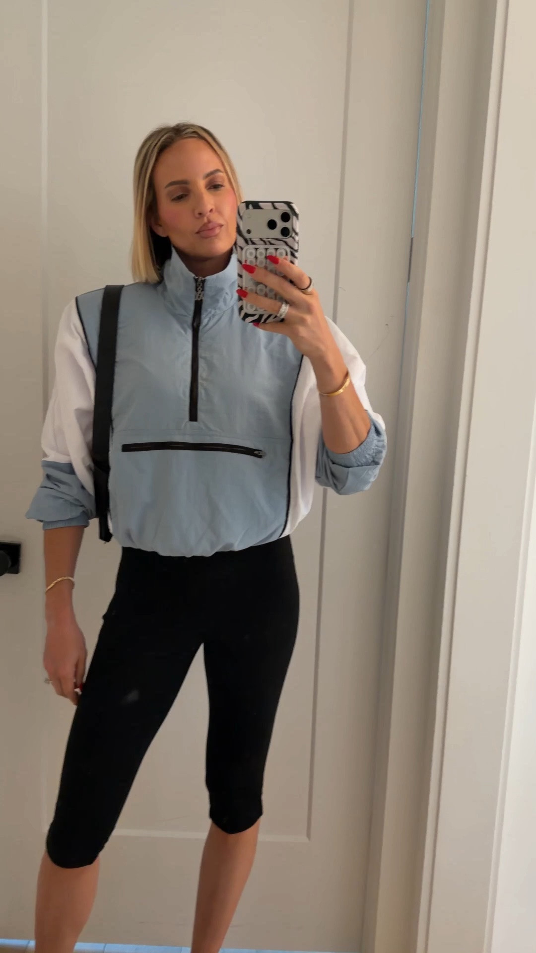 Stop what you’re doing and buy this windbreaker before it sells out. It already sold out and resolved. I’m wearing a medium and it has shoulder pads! I’m wearing a small in the capris￼

#LTKootd #LTKTall #LTKgrwm