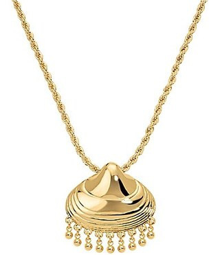 Electric Picks Calypso Seashell Fringe Short Pendant Resort Necklace - Gold | Dillard's