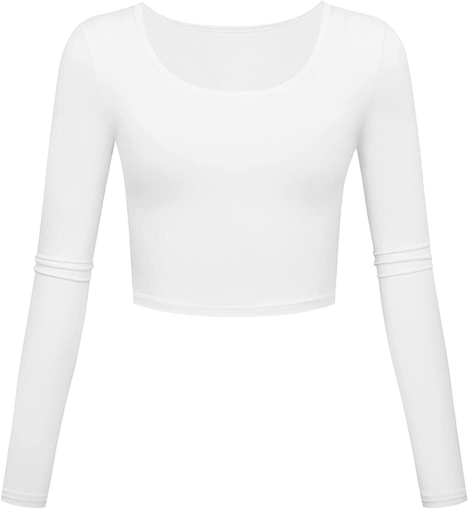 Lightweight Basic Crop Tops Slim Fit Long Sleeve Workout Shirts for Women | Amazon (US)