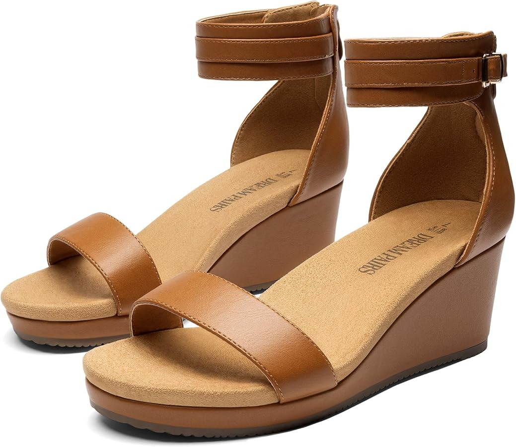 DREAM PAIRS Women's Open Toe Buckle Ankle Strap Platform Wedge Sandals Summer Shoes. | Amazon (US)
