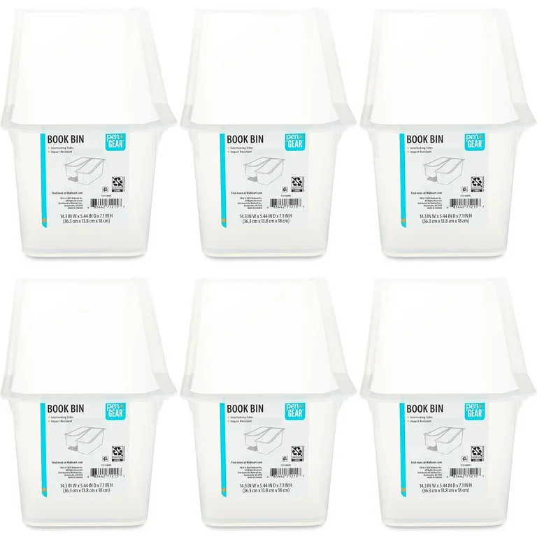 Pen+Gear Plastic Desktop Book Organizer Bin, Clear, 6-Pack | Walmart (US)