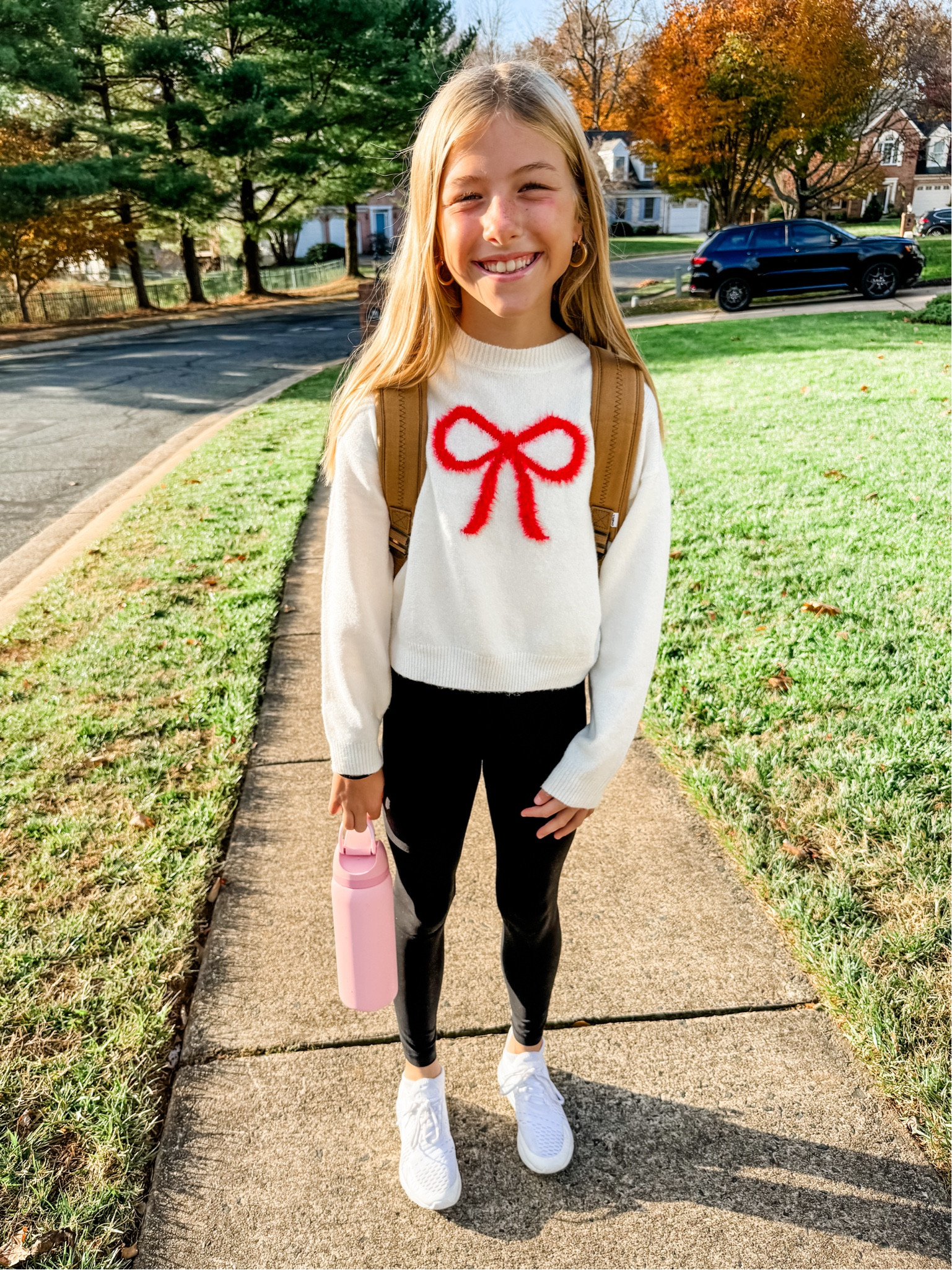 Livvy loves her new bow sweater from Target!
Girls Fashion
Young girl fashion outfit
Good hoops
Girl gift ideas
Pre-teen girl outfit 

Crewneck holiday sweater 
Red bow sweater
Lululemon Align High Rise Pant 28”size 0
Nike kids Air Max 270 shoes
Kids sneakers
Women’s Nike air max 270
O’Neill shoreline backpack tropical 
Owala 24 oz FreeSip Stainless steel water bottle 

#LTKKids #LTKGiftGuide #LTKStyleTip
