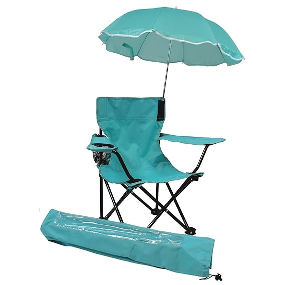 KIDS ONLY Beach Baby Umbrella Chair with Matching Shoulder Bag, Cup Holders, steel,polyester, Aqu... | Amazon (US)
