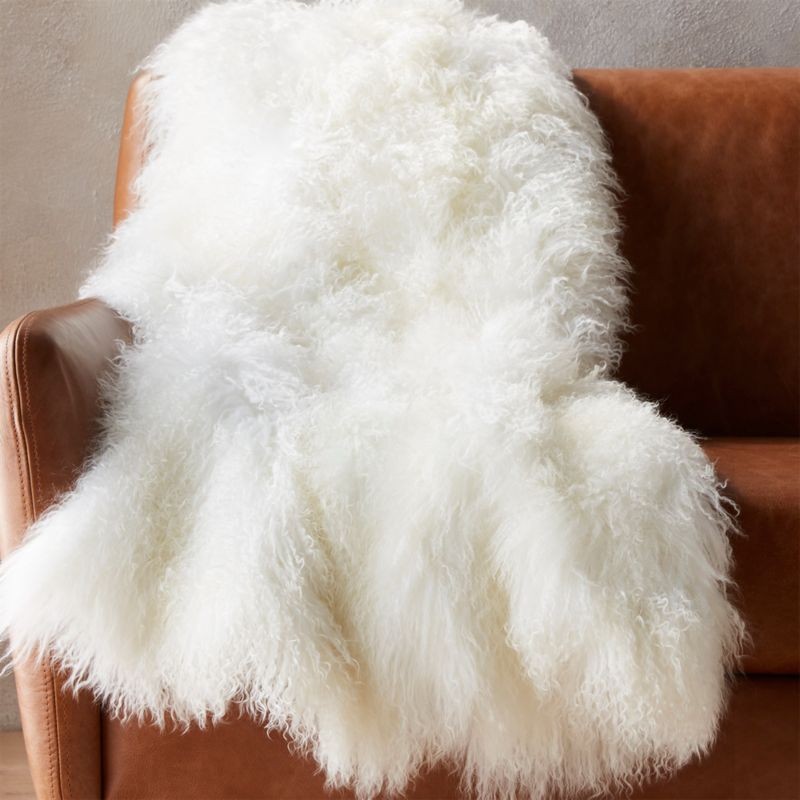 Mongolian Sheepskin White ThrowCB2 Exclusive Purchase now and we'll ship when it's available.   ... | CB2