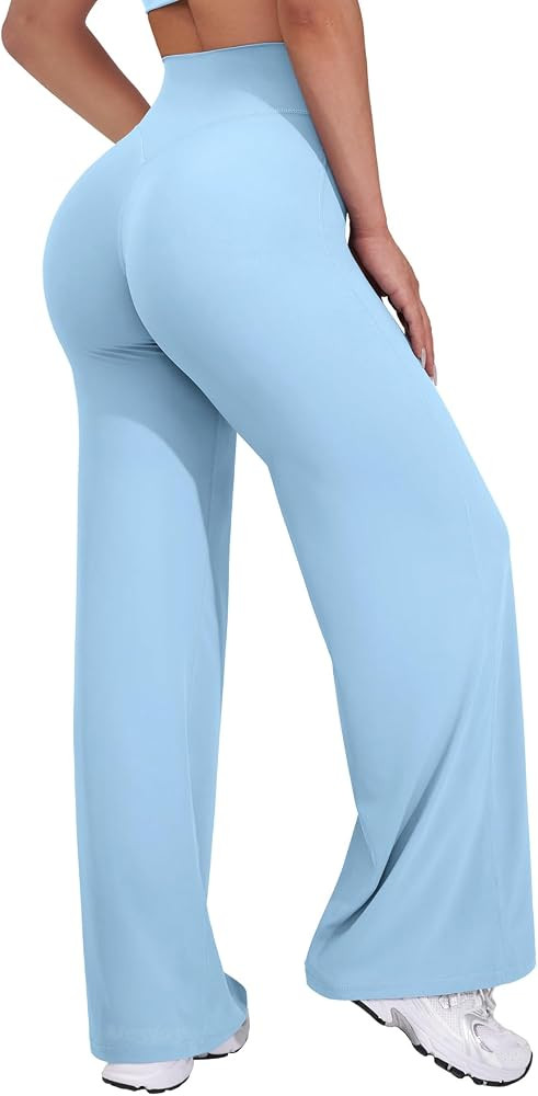 VOYJOY Straight Leggings Bottoms Womens Wide Leg 29"/ 31.5"/33"/35" Pants | Amazon (US)