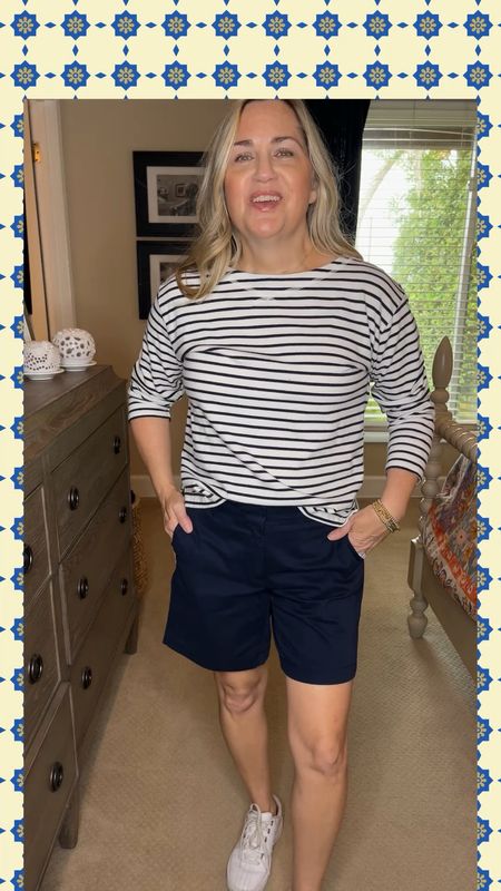 These cute shorts are going to be a staple for me this summer. I’ve already purchased them in this navy blue & white! I’m wearing size 4. The striped boat neck Tshirt is also a classic & I’ll be wearing on repeat. Wearing XS
.
.
Over 50, over 40, classic style, preppy style, style at any age, ageless style, striped shirt, summer outfit, summer wardrobe, summer capsule wardrobe, Chic style, summer & spring looks, backyard entertaining, poolside looks, resort wear, spring outfits 2024 trends women over 50, white pants, brunch outfit, summer outfits, summer outfit inspo, striped Tshirt, chino shorts, summer tees, summer shorts





#LTKstyletip #LTKSeasonal #LTKtravel #LTKOver40 #LTKbeauty #LTKShoeCrush #LTKunder100 #LTKVideo #LTKunder50