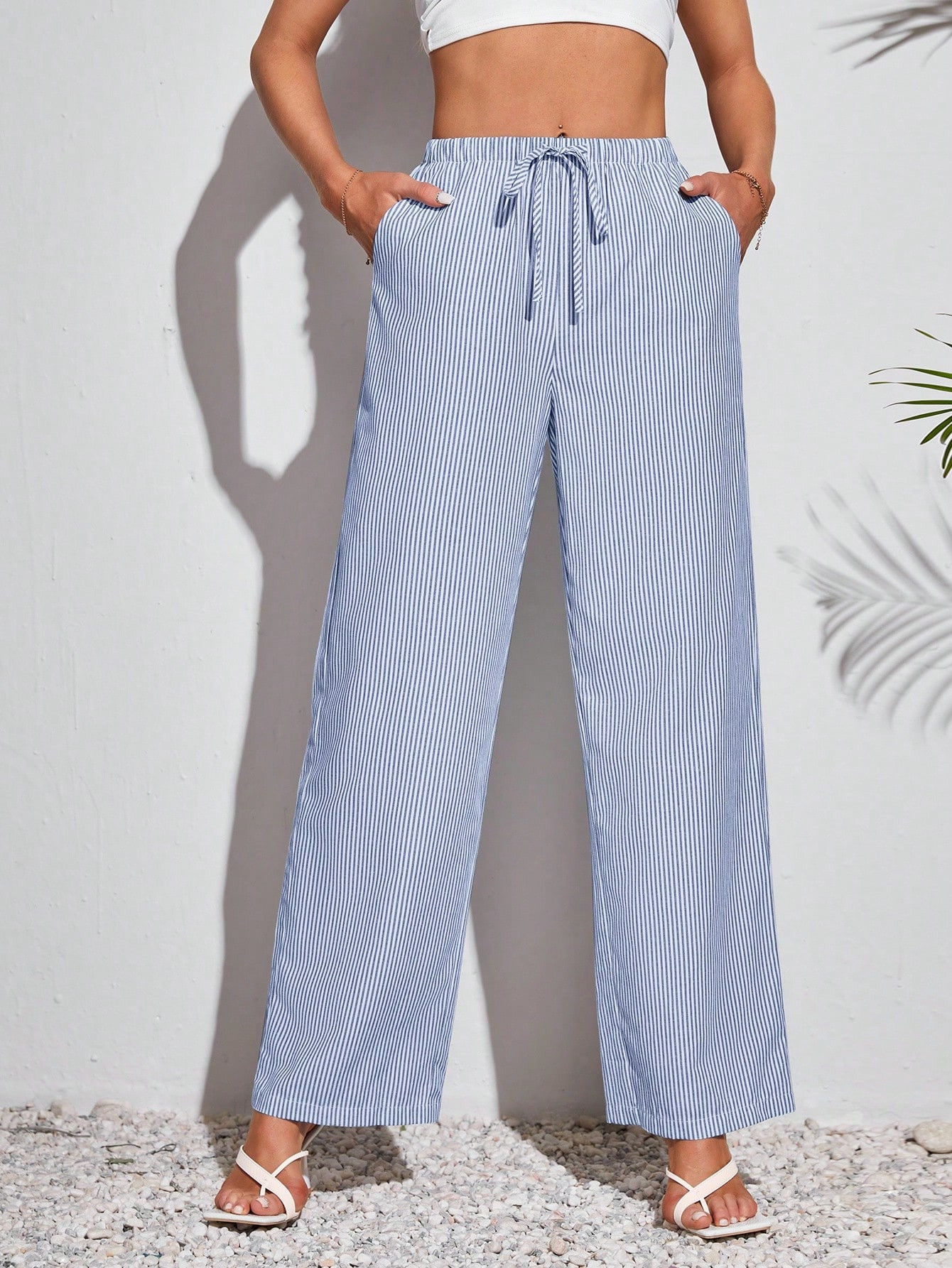 SHEIN Tall Simple Stripe Woven Women's Casual Pants | SHEIN