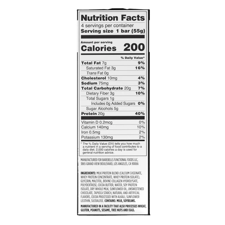 Barebells Protein Bars with 20g High Protein, 1.9oz Bars, Cookies & Cream - 4 Count | Walmart (US)