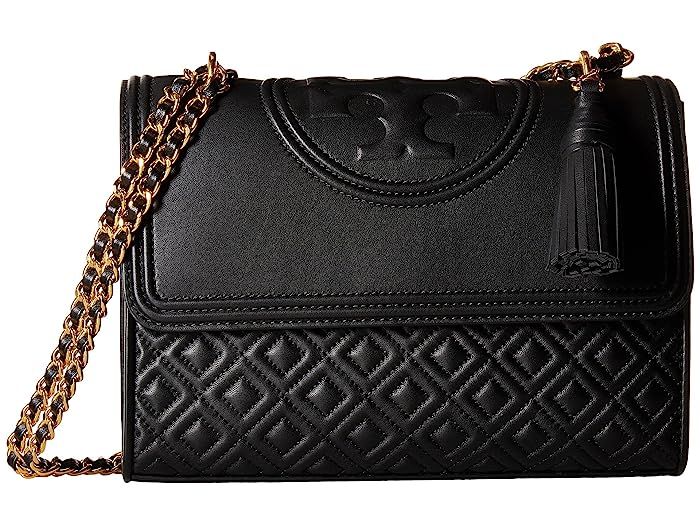 Tory Burch Fleming Convertible Shoulder Bag (Black) Shoulder Handbags | Zappos