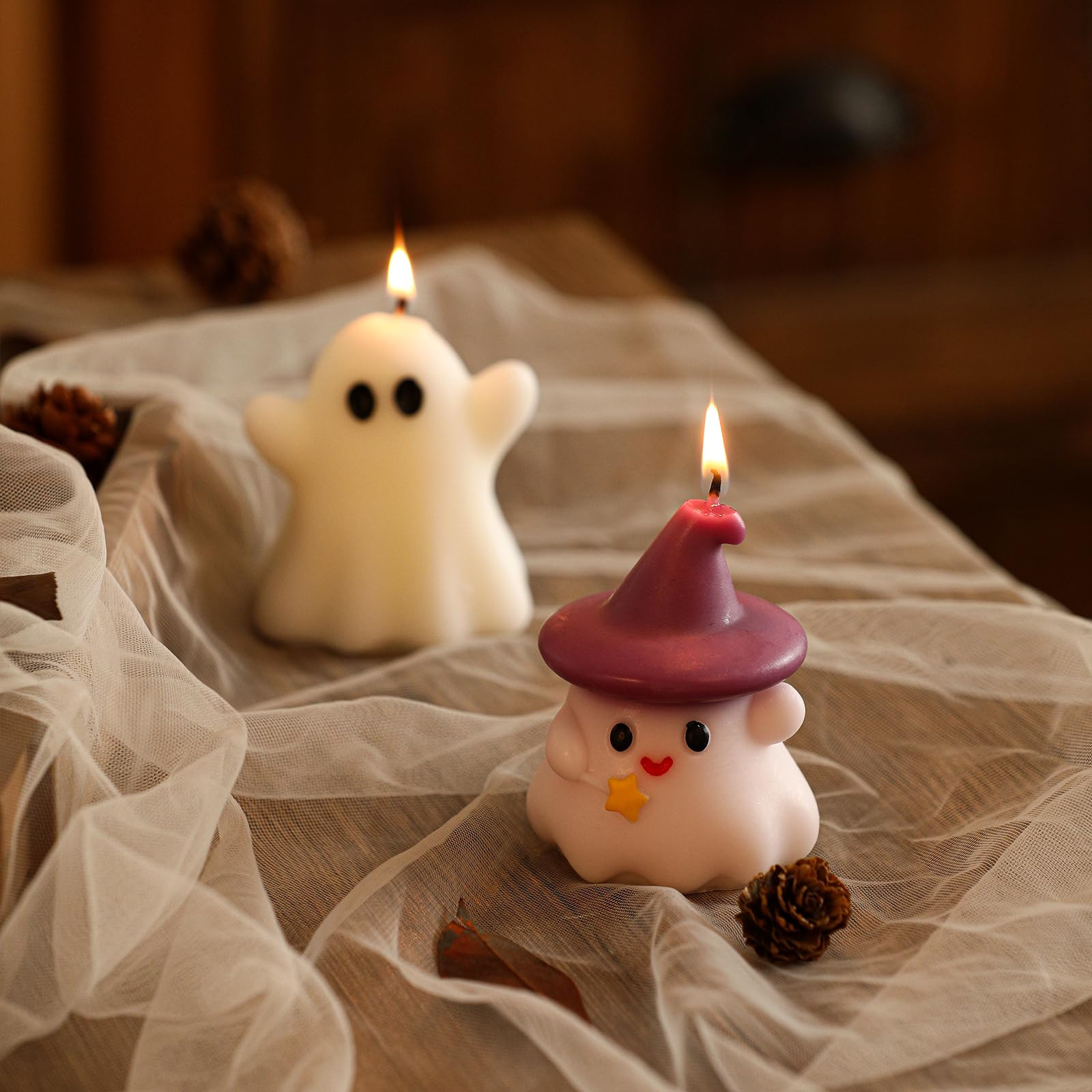 Ghost Candles, Ghost Shaped for Gifts, Cute Candles Decoration 2 Packs, Halloween Party Handmade ... | Amazon (US)